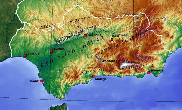 Mapa de Andalucía tipos de suelos